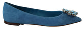 Dolce & Gabbana Blue Suede Crystals Loafers Flats Shoes -   -  Dolce & Gabbana.